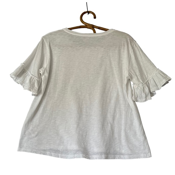 Velvet by Graham & Spencer | White Vintage Slub Ruffle Sleeve Tee Size XS - Picture 4 of 11